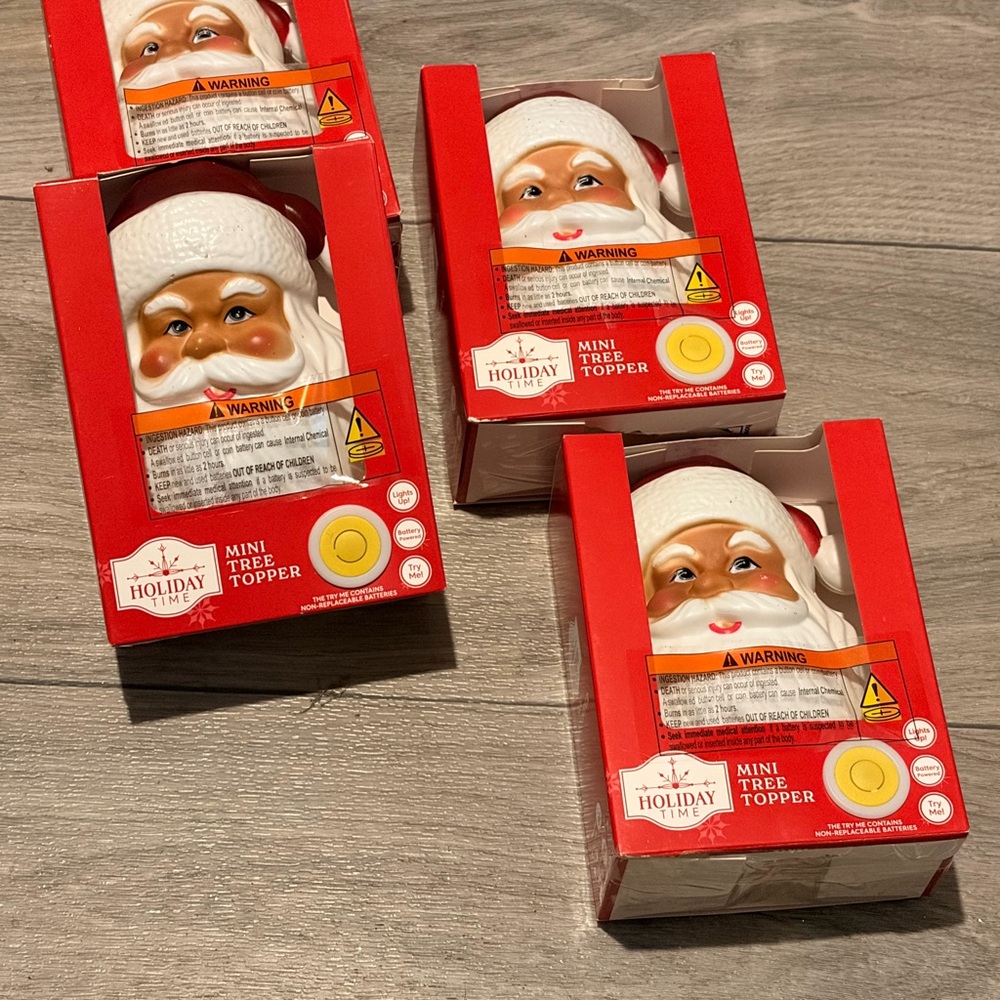 Holiday Time Red and White Santa Tree Topper